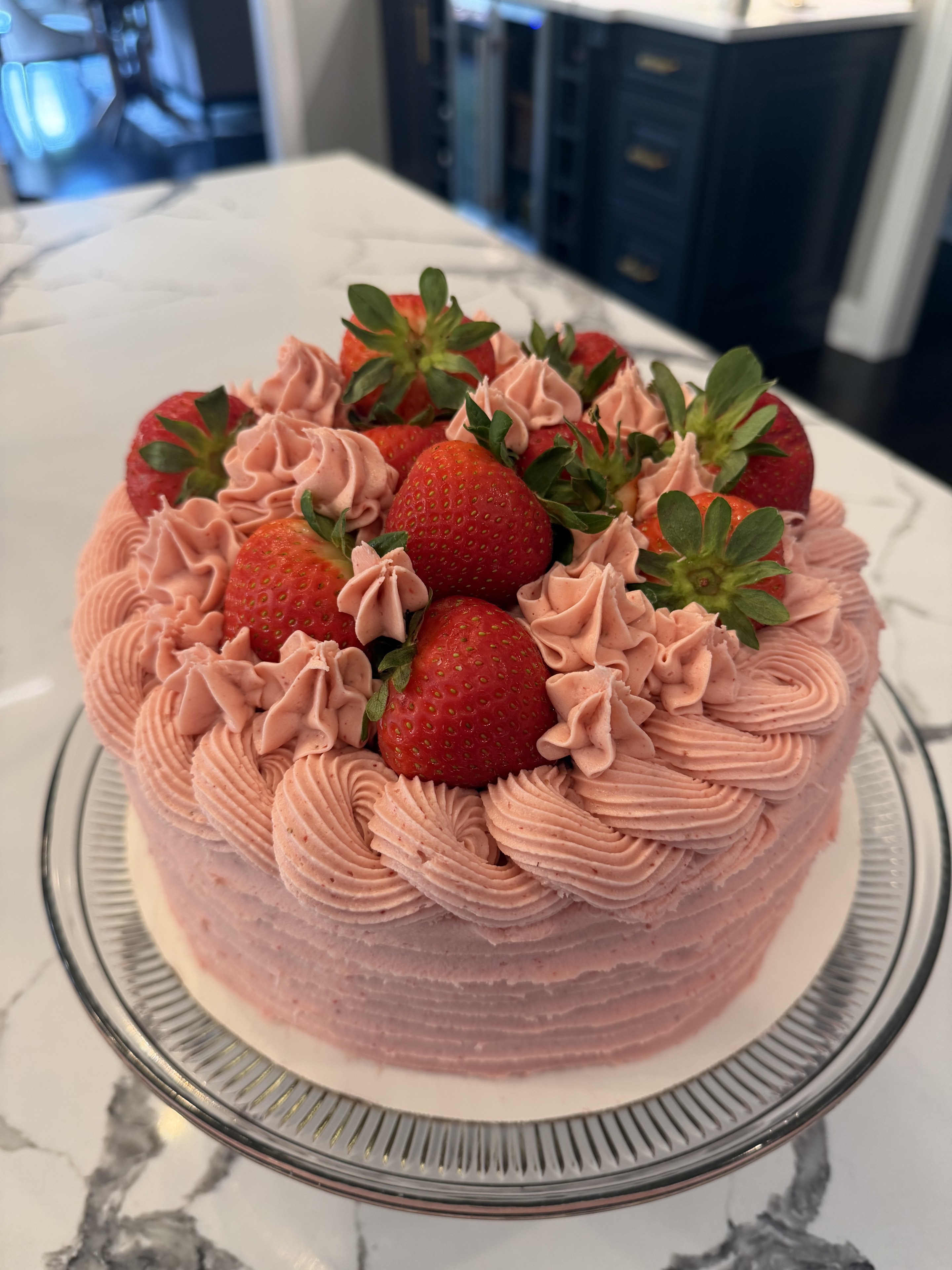 Strawberry buttercream celebration cake