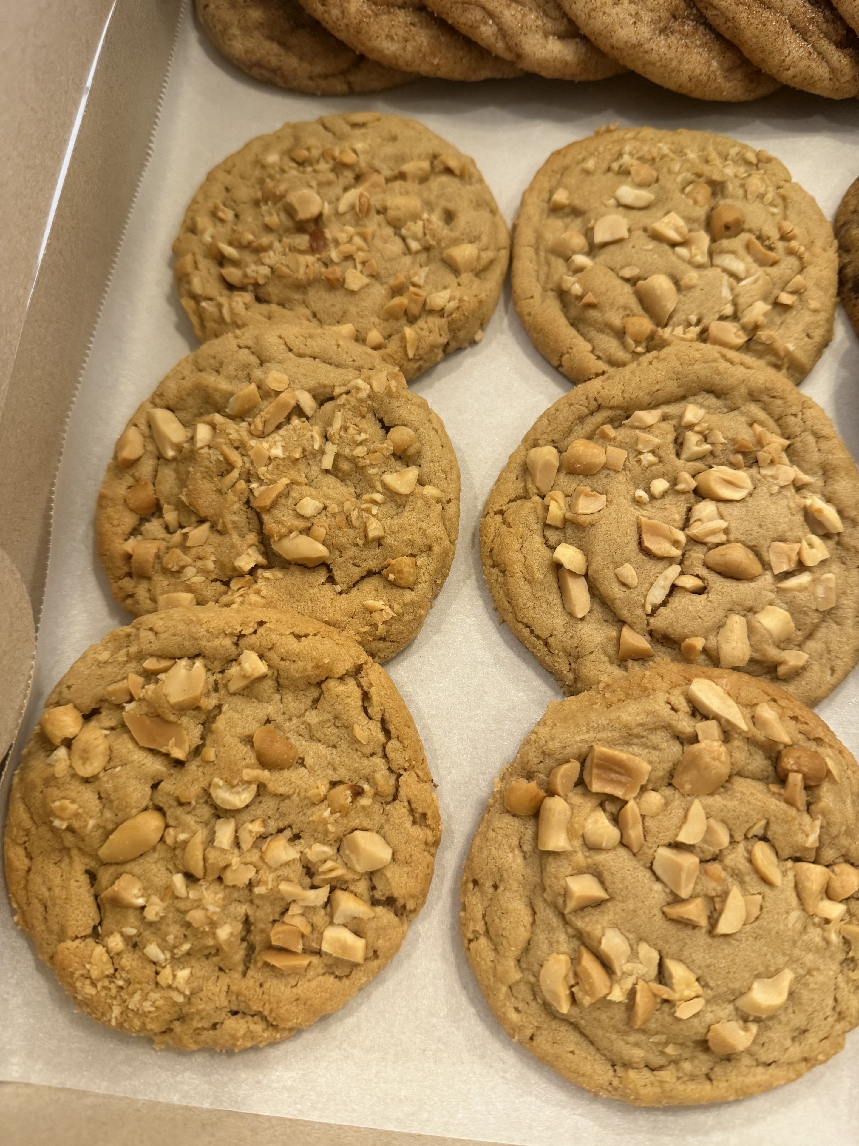 Peanut butter cookies topped with chopped peanuts