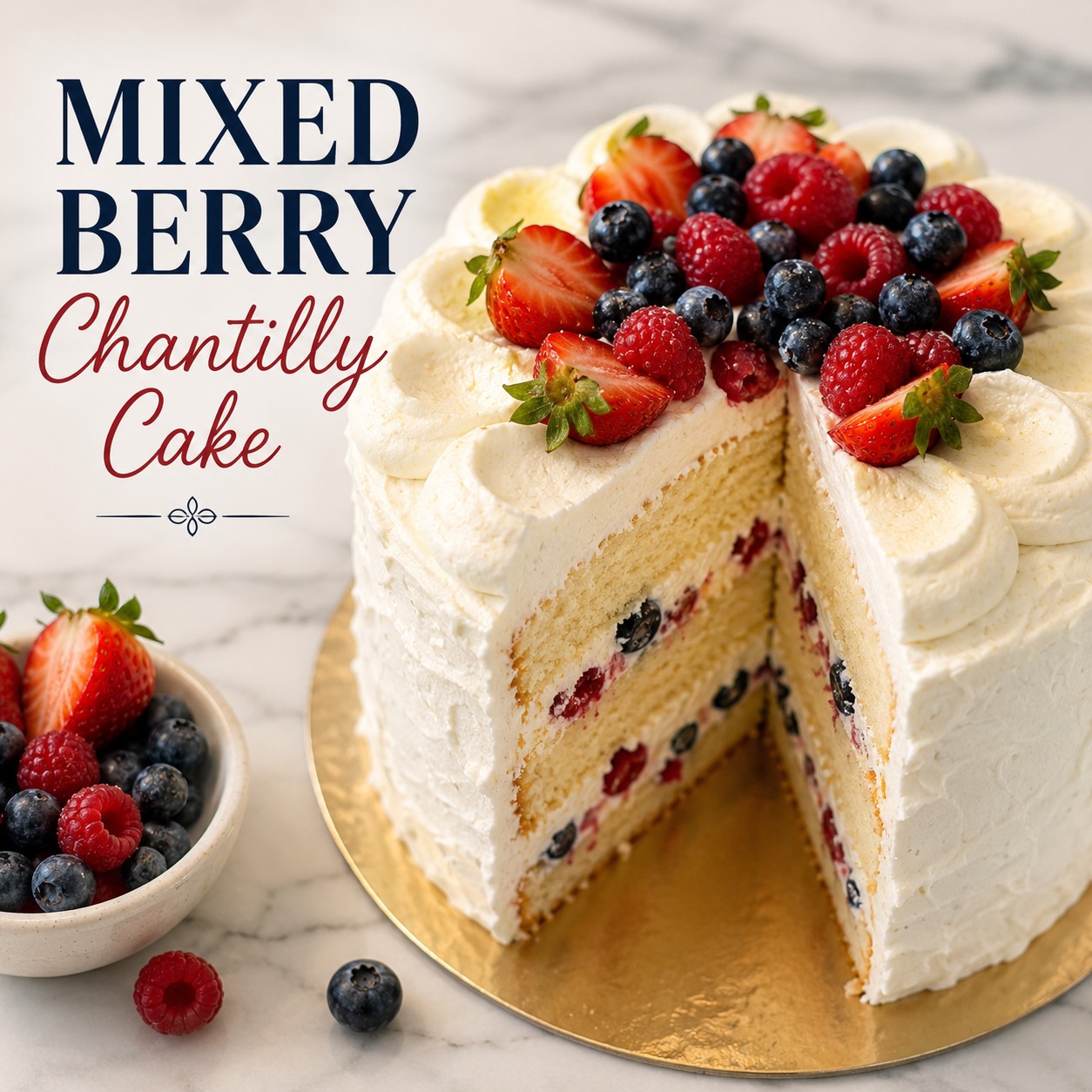 Mixed berry Chantilly cake flavor feature